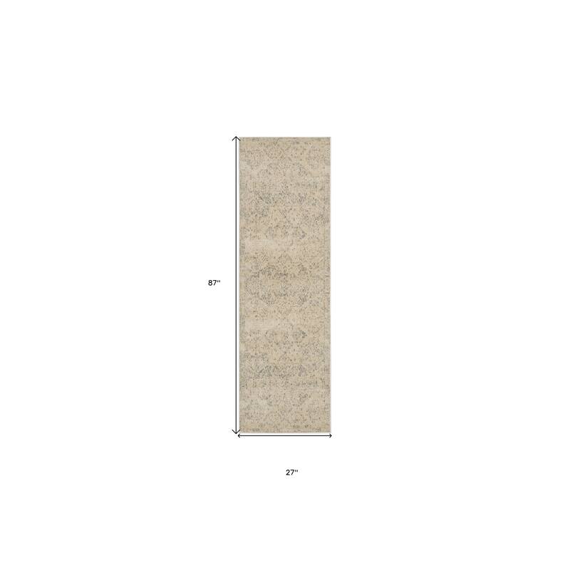 HomeRootsGeometric Transitional Runner Area Rug - 87' X '27' X '0.5
