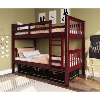 Palace Imports 100% Solid Wood Mission Twin Over Twin Bunk Bed