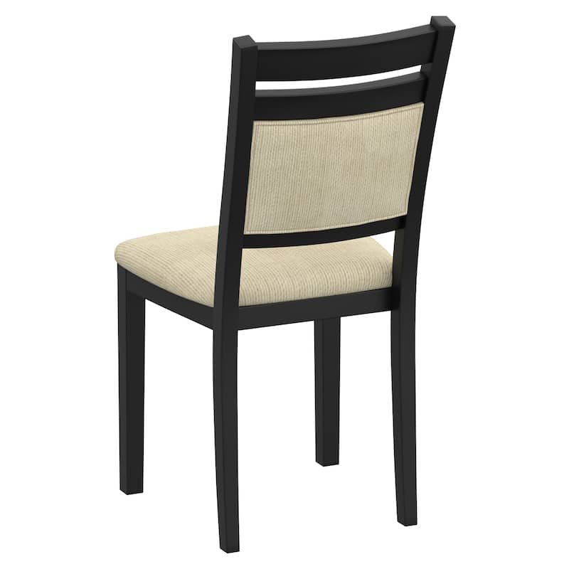 Modern Solid Wood & Fabric Dining Chair, Set of 4 - Black & Beige
