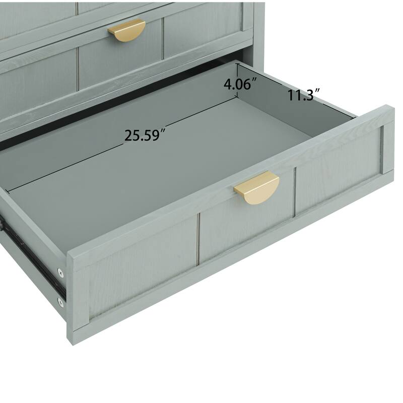 American Style 3-Drawer Vertical Chest Cabinet with Golden Handle for bedroom, living room