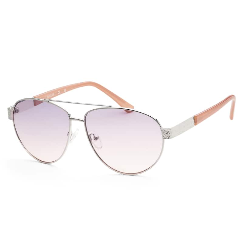 Guess Men's 60 mm Shiny Light Nickeltin Sunglasses