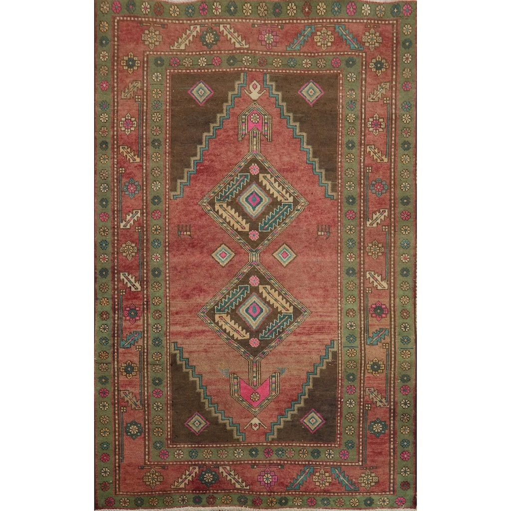 Hand Knotted Oriental 100% Wool Carpet Traditional Tribal Pink Ardebil Area Rug - 6' 6'' X 4' 6''