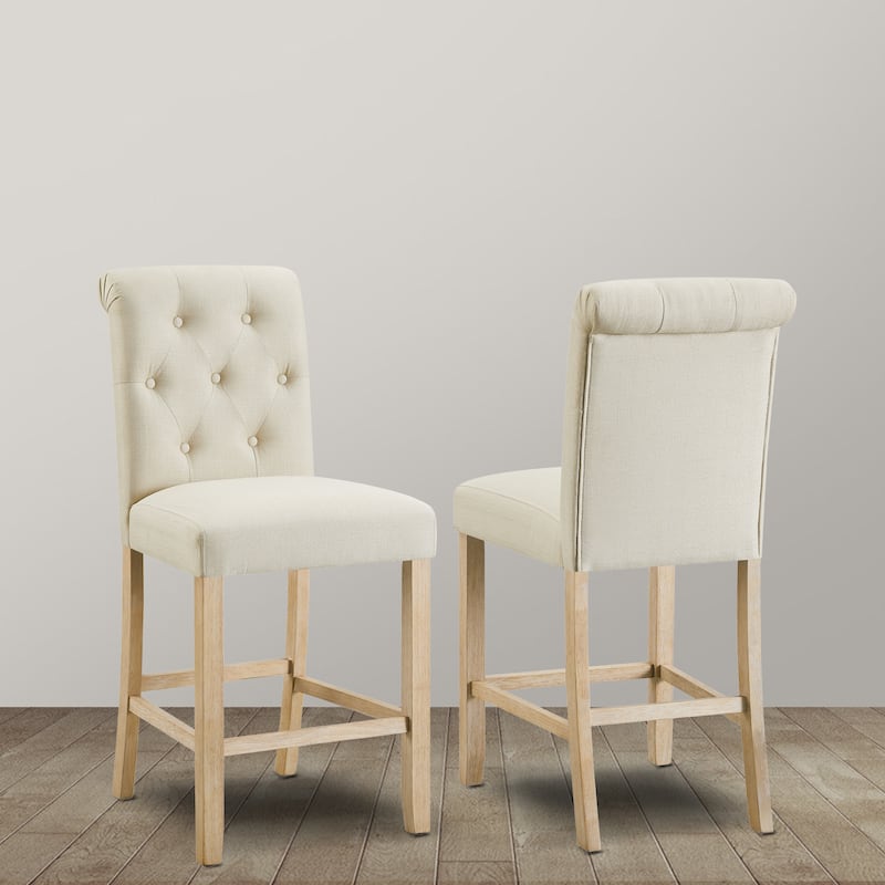 Counter Height Button Tufted Back Stools,Set of 2