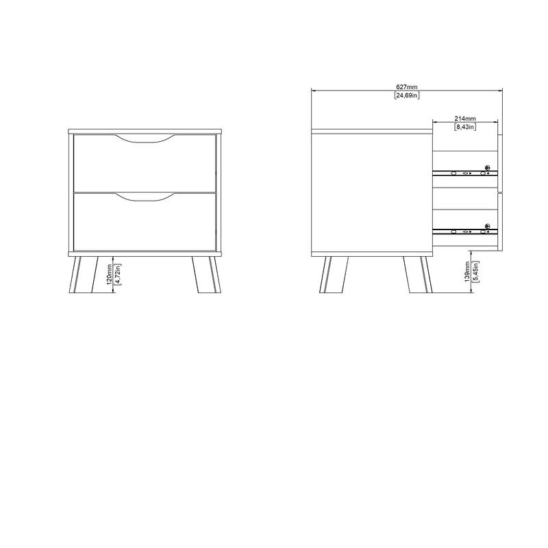 Porch & Den Ikast 2 Drawer Nightstand, Jackson Hickory/White