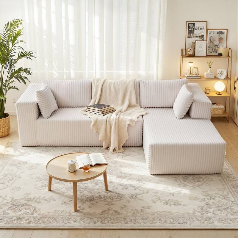 105-in L Casual Beige( Corduroy)-Left Chaise Sectional