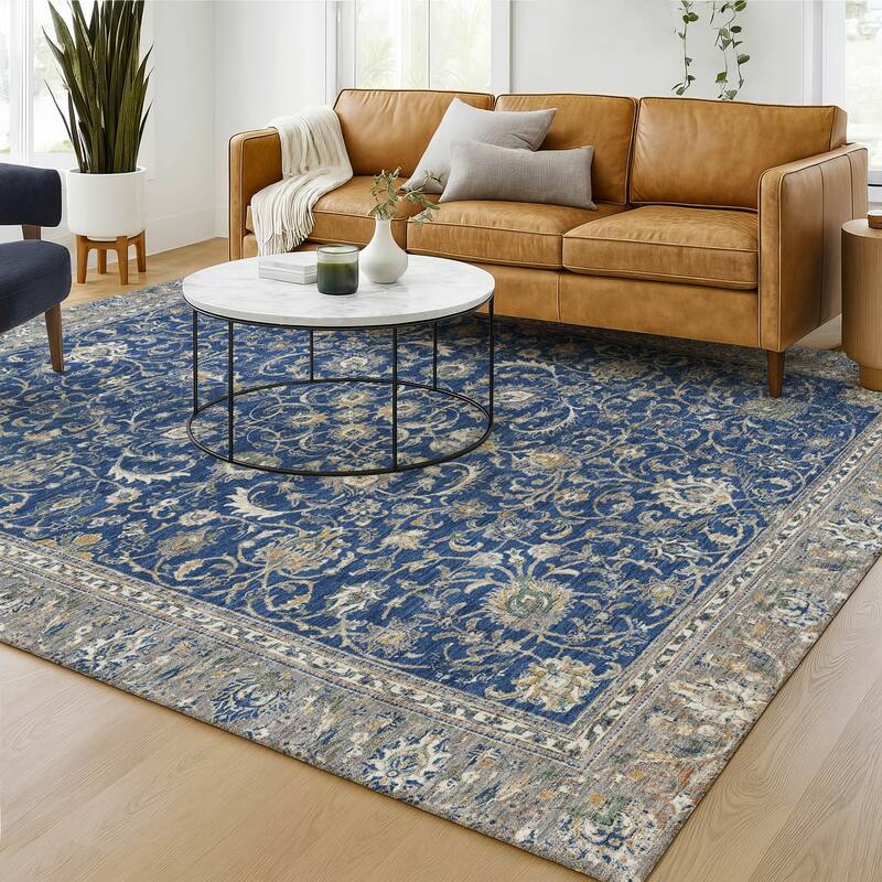 Machine Washable Indoor/ Outdoor Traditional Arvada Chantille Rug