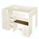 preview thumbnail 9 of 10, Wood Full Size Loft Bed with Built-in Wardrobe, Desk, Storage Shelves and Drawers