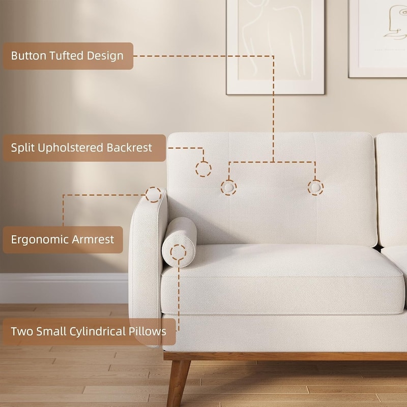 65" Modern Loveseat Sofa, Couches for Living Room, Bedroom, Office