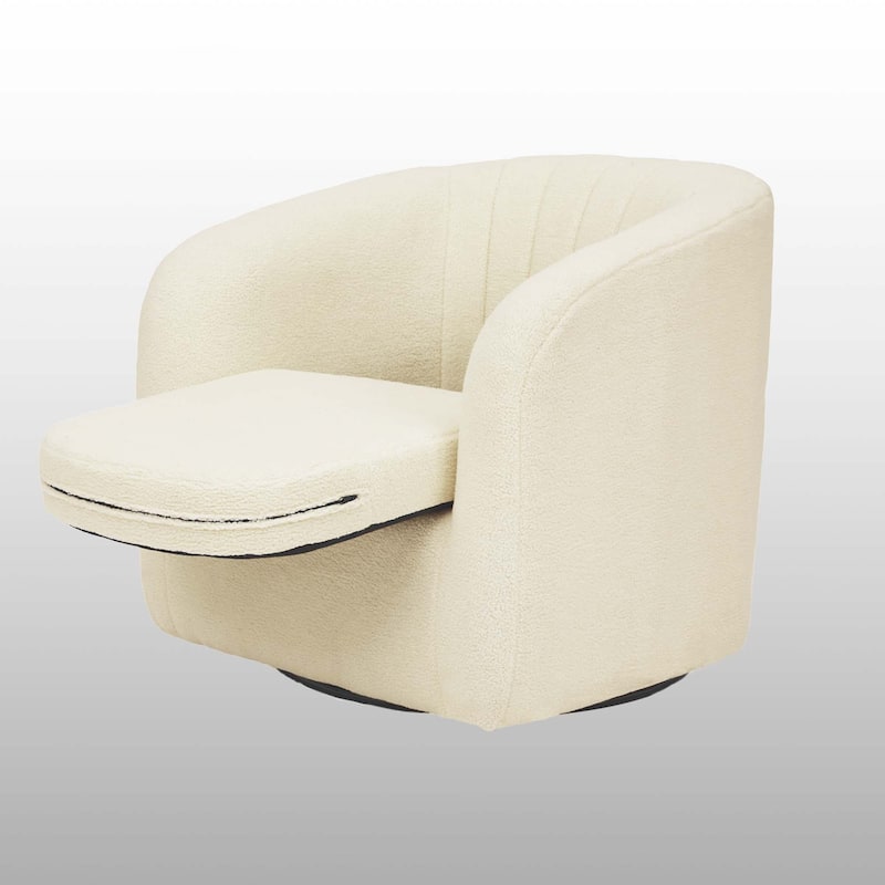 Teamson home - Monroe faux shearing 28.75" Swivel Tub Chair, Ivory - 28"L x 29.5"W x 28.75"H