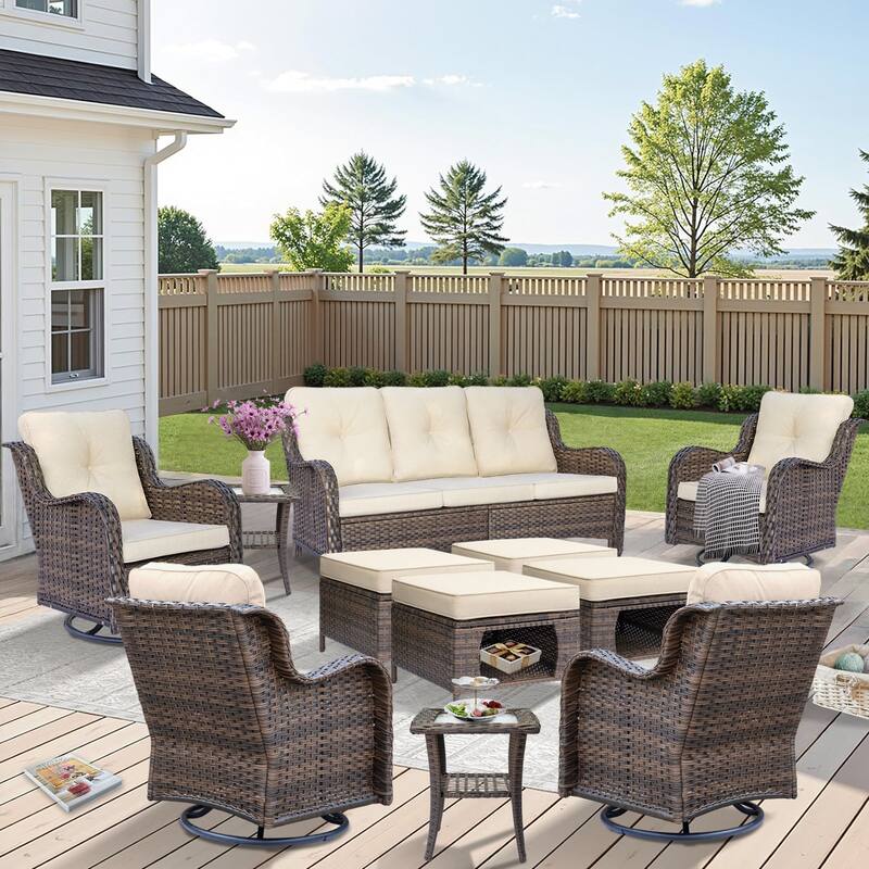 Wicker Patio Furniture Set-Outdoor Patio Conversation Seating Sets