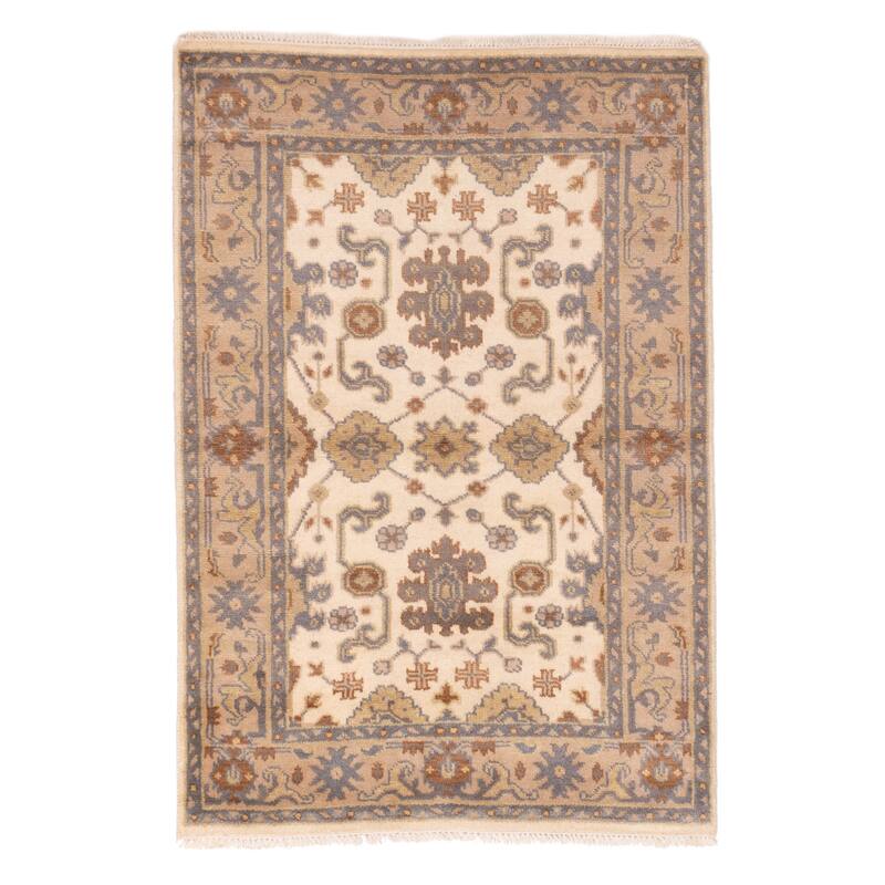 ECARPETGALLERY Hand-knotted Royal Oushak Ivory Wool Rug - 4'1 x 5'11