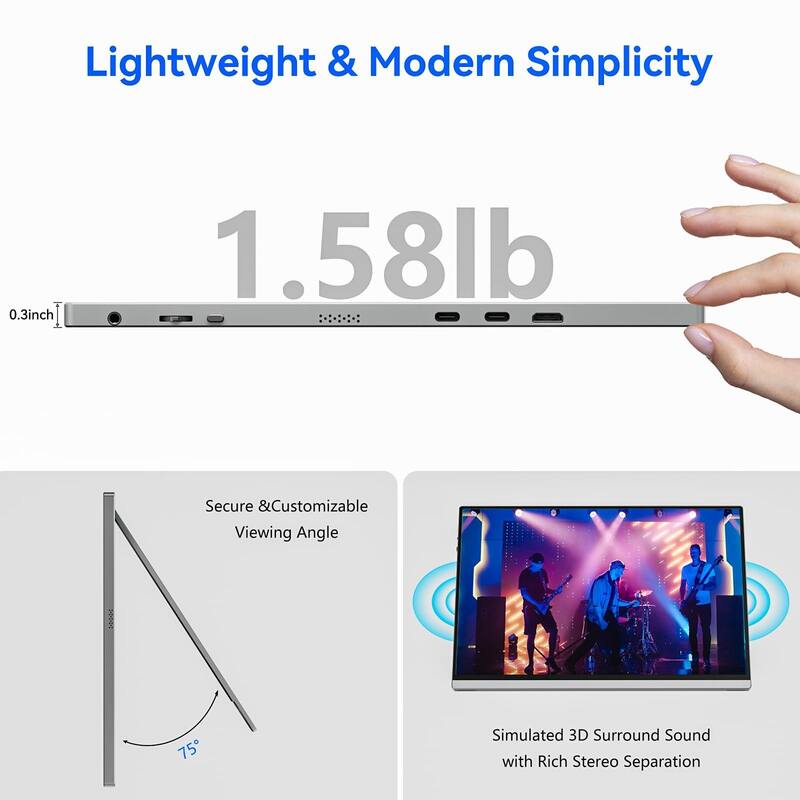 16 Inch Portable Monitor, 1920x1200P IPS Laptop Screen