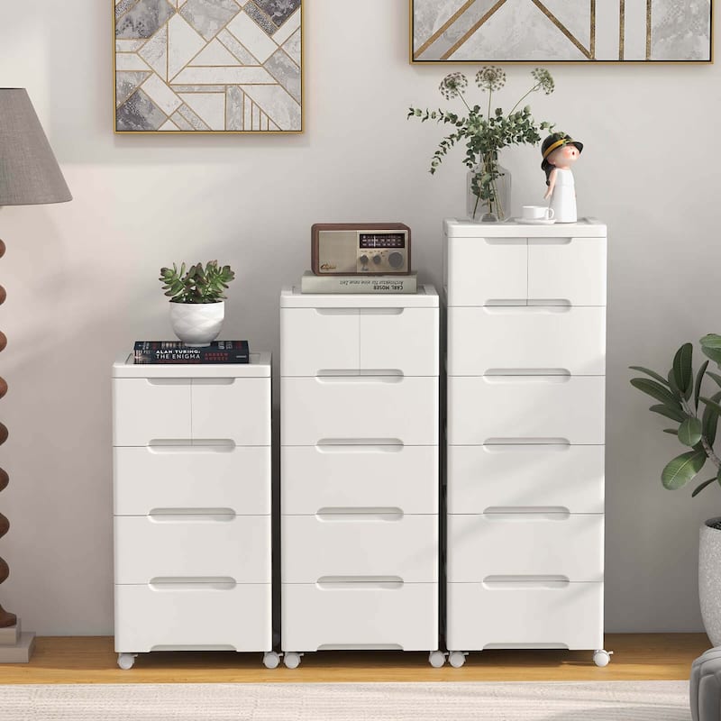 Costway 1 PCS 7-Drawer Plastic Rolling Storage Cart with 4 Universal - See Details
