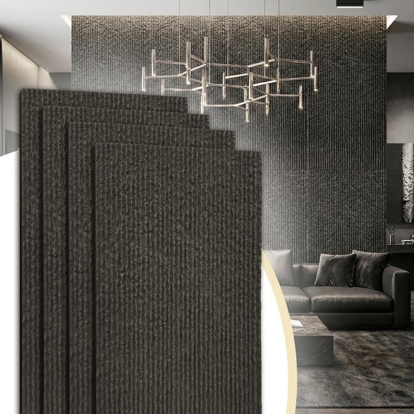 slide 2 of 10, 4Pcs 48"x24" 3D Faux Stone Wall Panels Imitation Decorative Wall Tiles for Interior Wall Decor Strip Texture - Smoke Gray