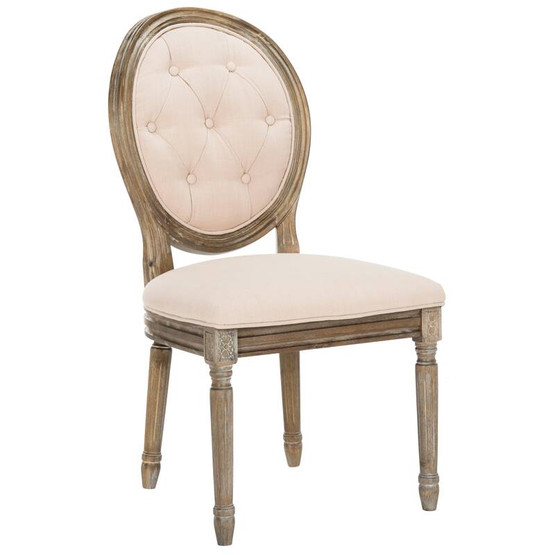 SAFAVIEH Eskarne Rustic Oak Tufted Oval Dining Chair (Set of 2) - 20" x 24" x 39" - 20Wx24Dx39H