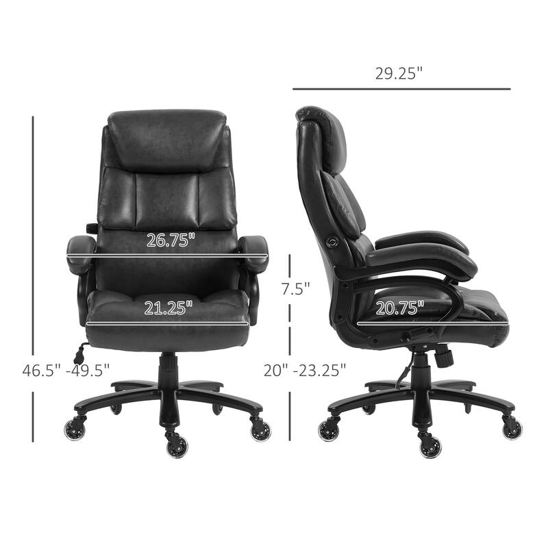 PU Leather Office Chair for Big and Tall - 400 lb Capacity, Extra Wide Seating, Pocket Spring System, Height Adjustable