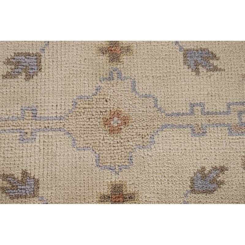 Beige Oushak Oriental Area Rug Handmade Wool Carpet - 7'11"x 9'0"