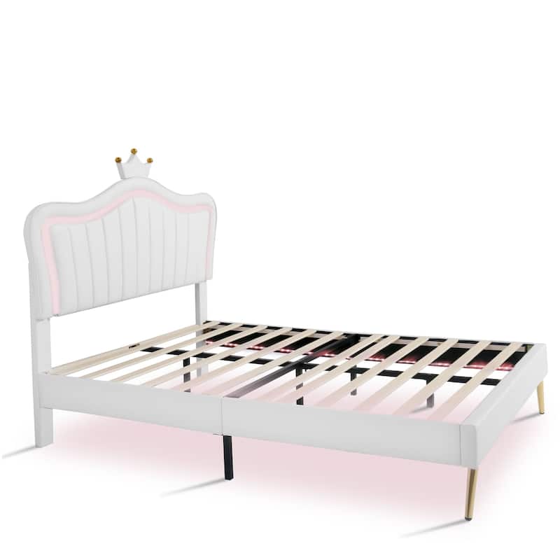 Modern Upholstered Princess Bed with Crown Headboard