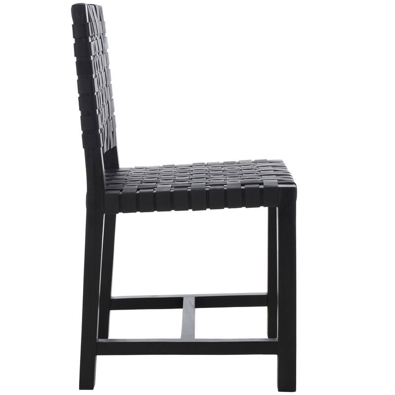 SAFAVIEH Arlene Solid Wood & Leather Dining Chair (Fully Assembled) - 18.3 In. W x 20.3 In. D x 33.7 In. H - 18Wx20Dx34H
