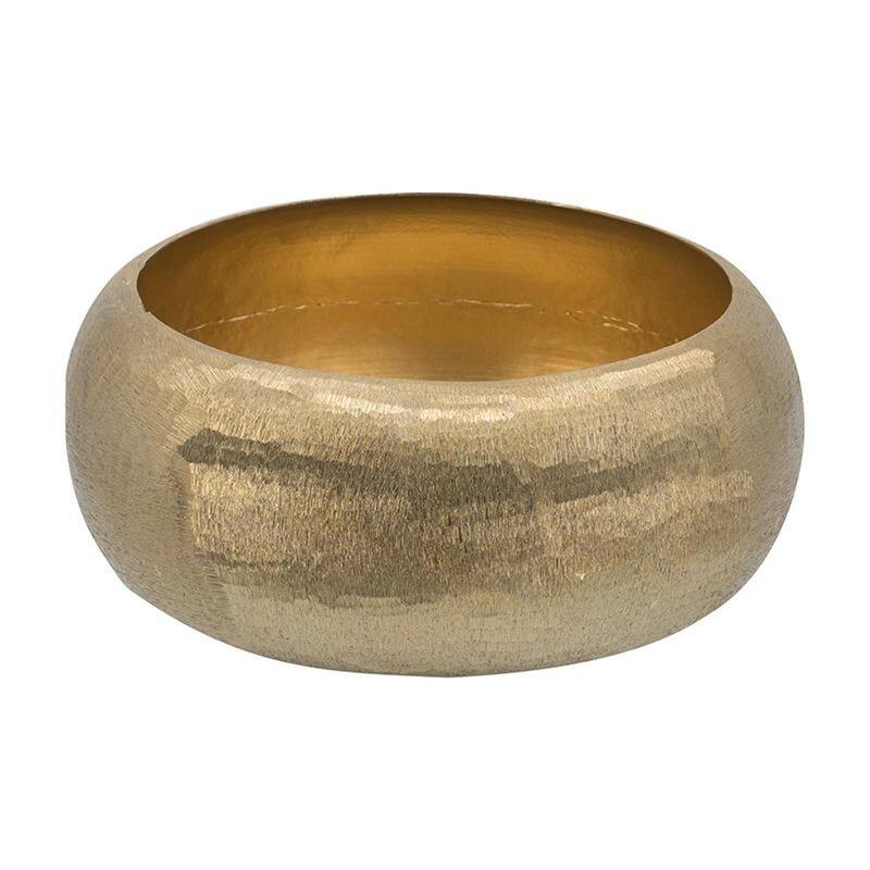 HomeRoots Set of Two Gold Aluminum Hammered Round Centerpiece Bowls - 11.80 in. x 4.90 in. x 11.80 in.