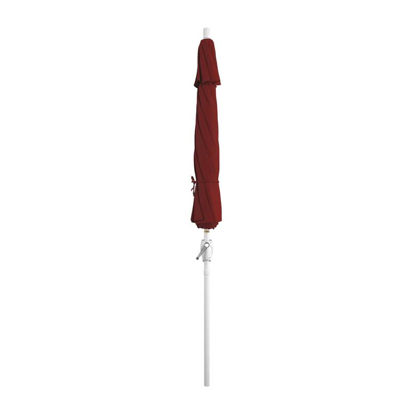 California Umbrella 9' Rd. Aluminum Patio Umbrella, Crank Lift with Push Button Tilt, White Finish, Pacifica Fabric