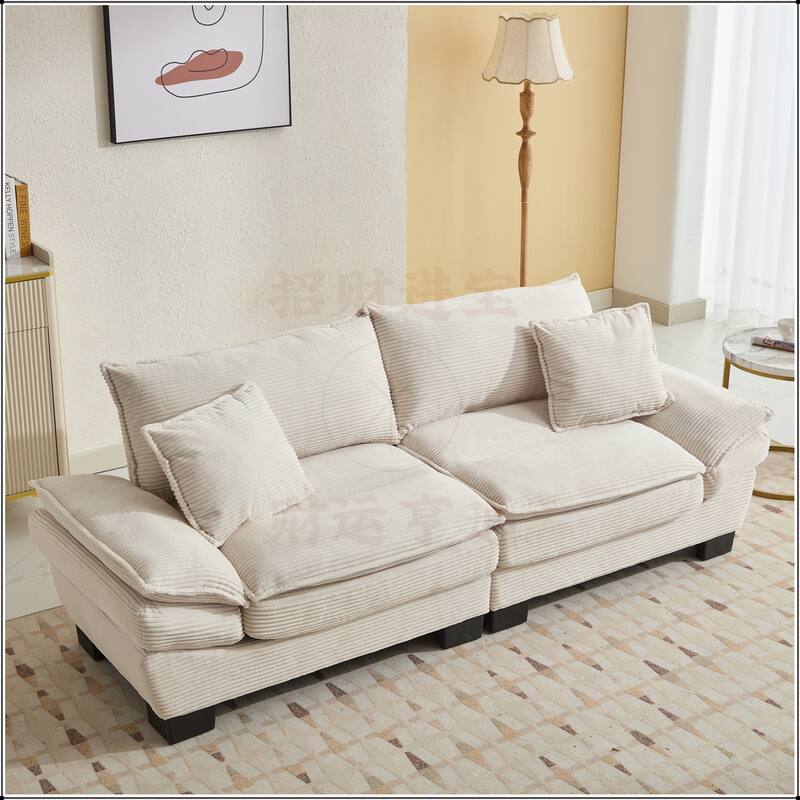 Corduroy Sofa Sleeper with Pillows