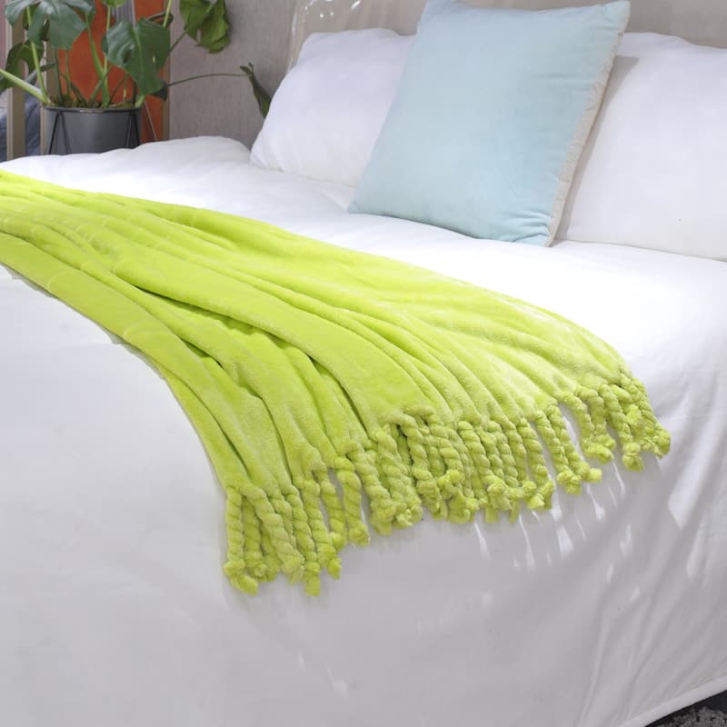 Rope Braided Flannel Fleece Throw