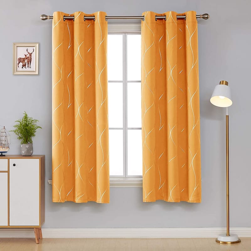 Deconovo Silver Line 42 Width Curtain Panel Pair (2 Panel) - W42"x L72" - Orange Flame
