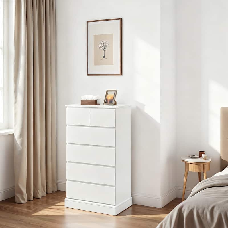 GDF Studio - Banleigh Modern Wood Tall 6- Drawers Dresser with Concealed Handle