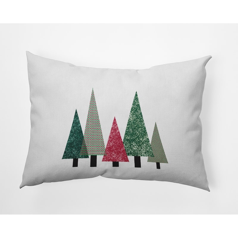 Triangle Trees Christmas Accent Pillow - 14" x 20" - Christmas Pink