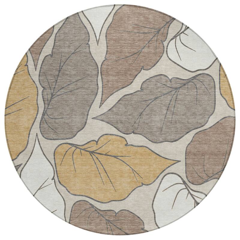 Machine Washable Indoor/ Outdoor Contemporary Floral Chantille Rug