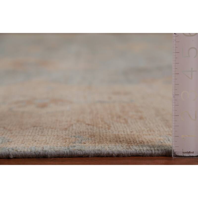 Hand Knotted Oriental 100% Wool Carpet Transitional All-Over Navy Blue & Blues Oushak Area Rug - 14' 0'' X 10' 8''