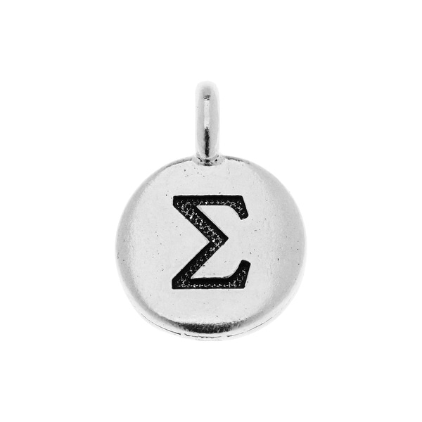 TierraCast Greek Alphabet Charm, Sigma Symbol 16.75x11.75mm, 1 Piece, Antiqued Silver Plated