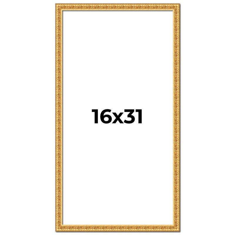 16x31 Frame Gold Real Wood Picture Frame Width 1 inches | Interior