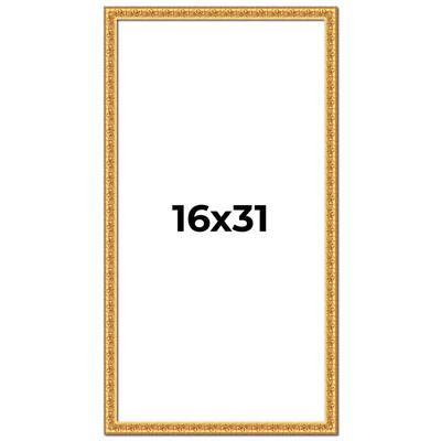 16x31 Frame Gold Real Wood Picture Frame Width 1 inches | Interior