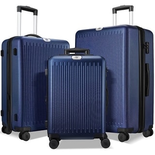 3 Piece Expandable Luggage Sets ABS Hardshell Travel Suitcase w/Double ...
