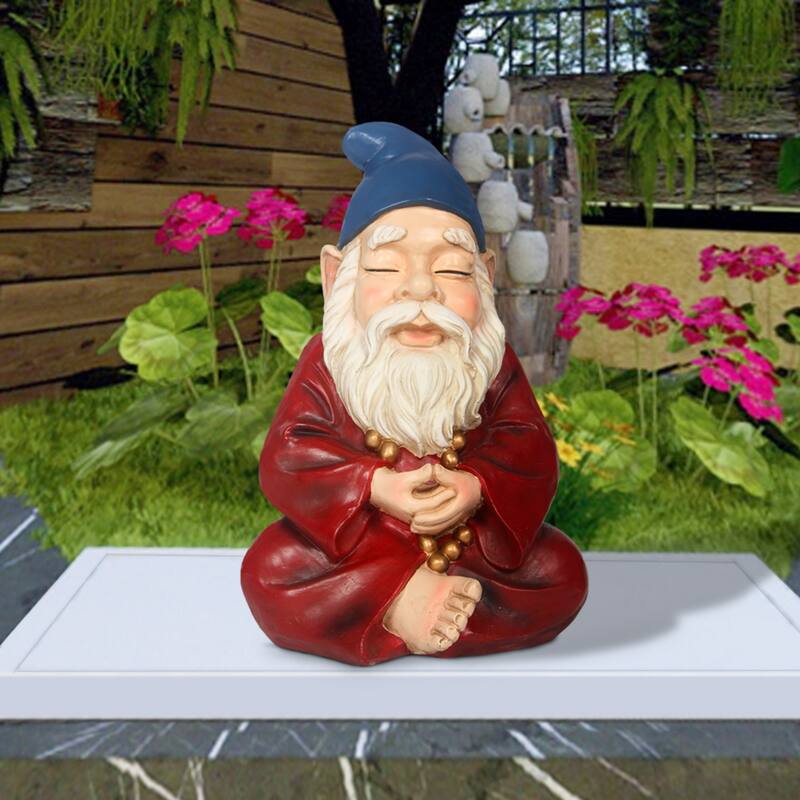 15" Sitting Zen Gnome Outdoor Garden Statue