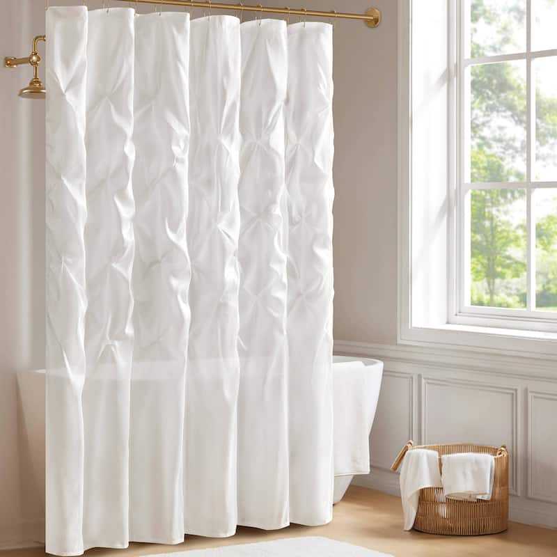 Madison Park Laurel Tufted Semi-Sheer Shower Curtain - 72x72" - White