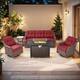 Option Brown Wicker & Red Cushion