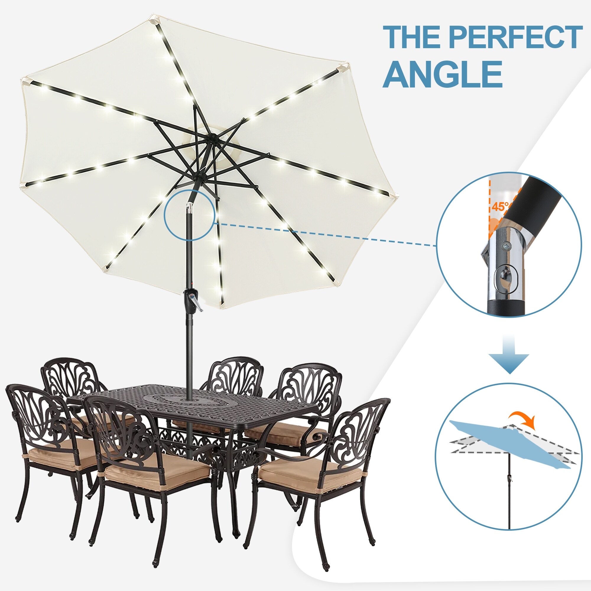 ABCCANOPY 9FT Outdoor Patio Solar Umbrella with 32LED Lights - Bed Bath u0026  Beyond - 35154454