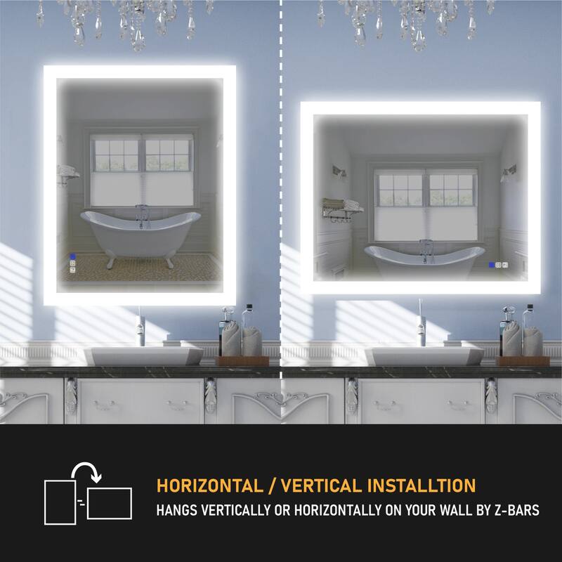 Bathroom Wall Mounted Frameless LED Mirror Super Bright Light With Anti-Fog (Horizontal/Vertical)