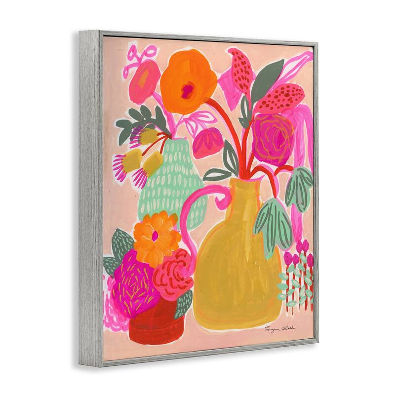 Stupell Bright Pink & Yellow Bouquet Framed Giclee Art Design By Suzanne Allard