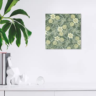 Wynwood Studio Canvas Floral and Botanical Emerald Florals Green and Light Yellow Traditional Wall Art Canvas Print
