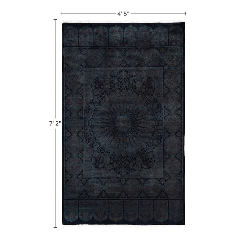 Overdyed One-of-a-Kind Hand-Knotted Area Rug - Black - 4' 5" x 7' 2"