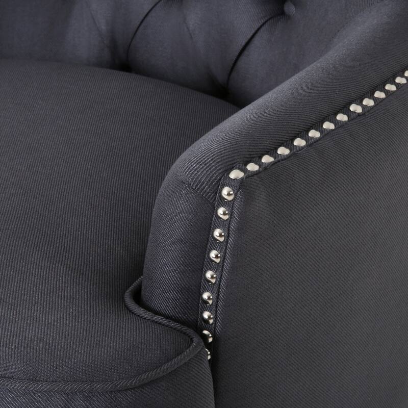 Grey 33" Upholstered Ottoman Club Chair