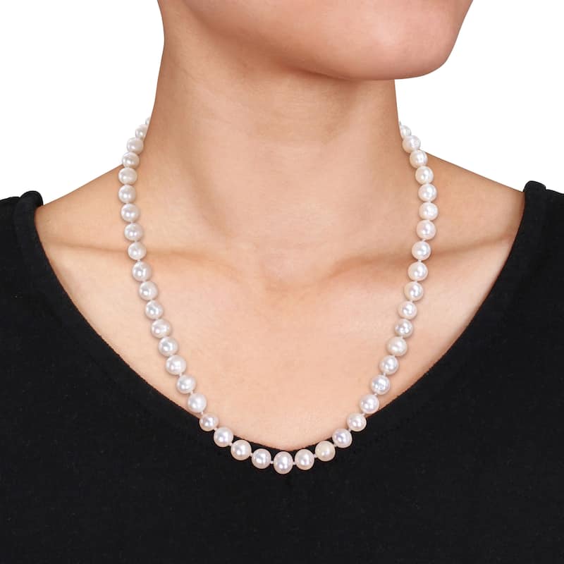 Miadora Cultured Freshwater Pearl Necklace Bracelet and Earrings Jewelry Set