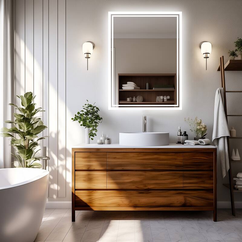Rectangle Led Backlit Light Bathroom Mirror Anti-fog - 27.5 x 19.7 inch