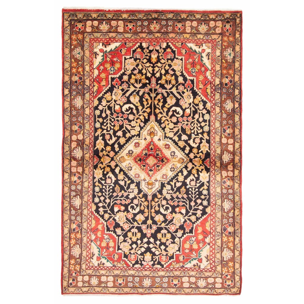 ECARPETGALLERY Hand-knotted Anadol Black Wool Rug - 4'6 x 7'0