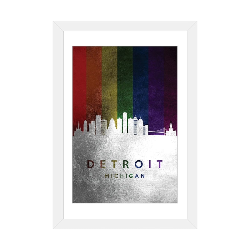 iCanvas "Detroit Michigan Spectrum Skyline" by Adrian Baldovino - White - 24x16x1