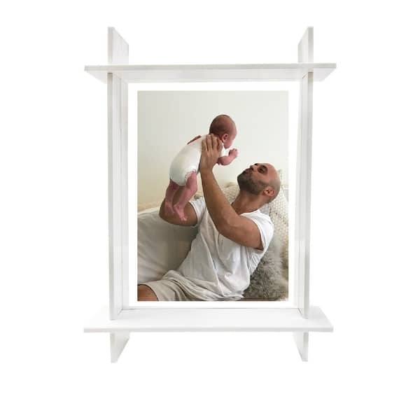 slide 2 of 2, White Lucite Picture Frame Size 5x7 - 8.9x11.2x2.3 inches White/Clear